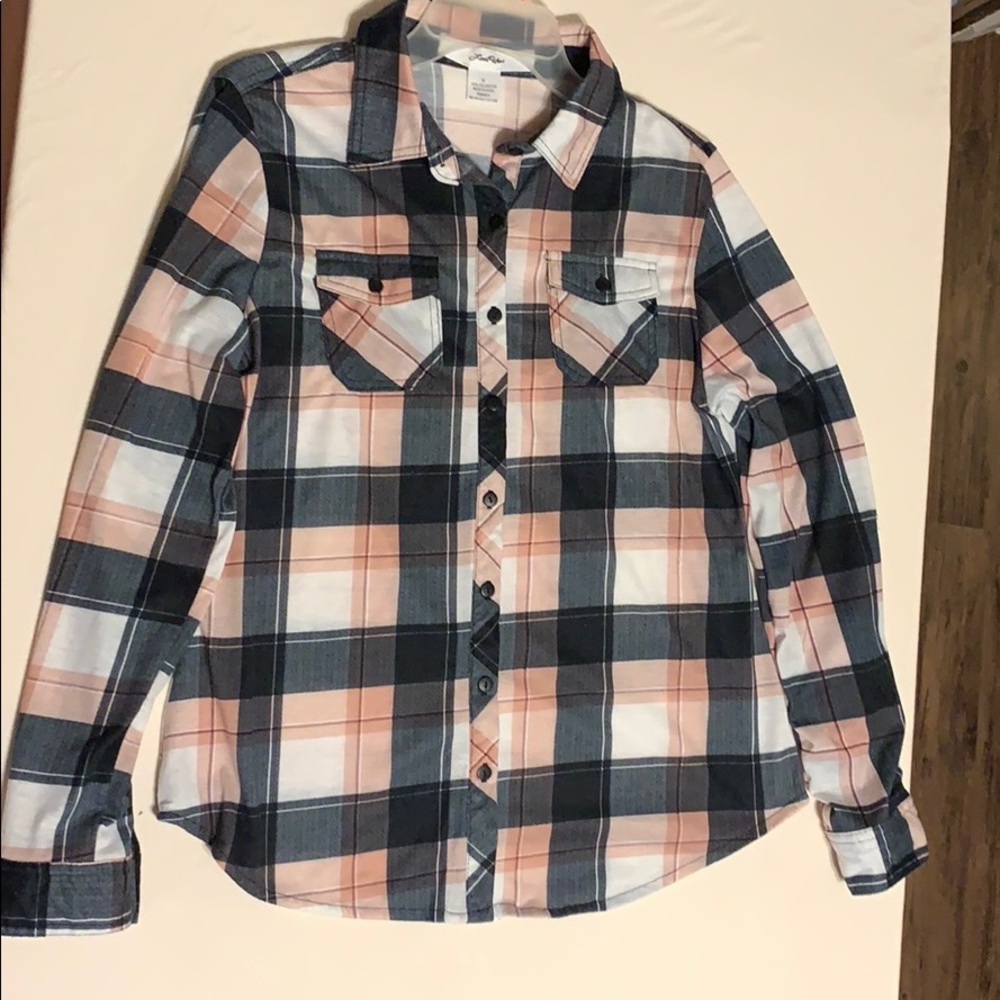 Colorful plaid button down shirt